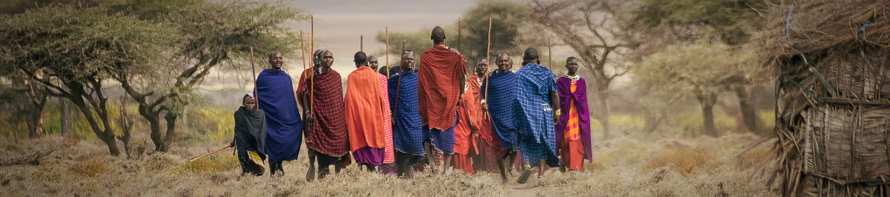 A masai tribe in a field celebrating