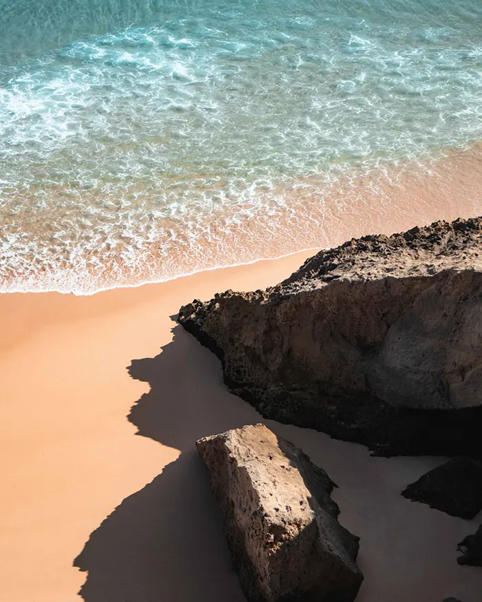 calming beach with rocks
